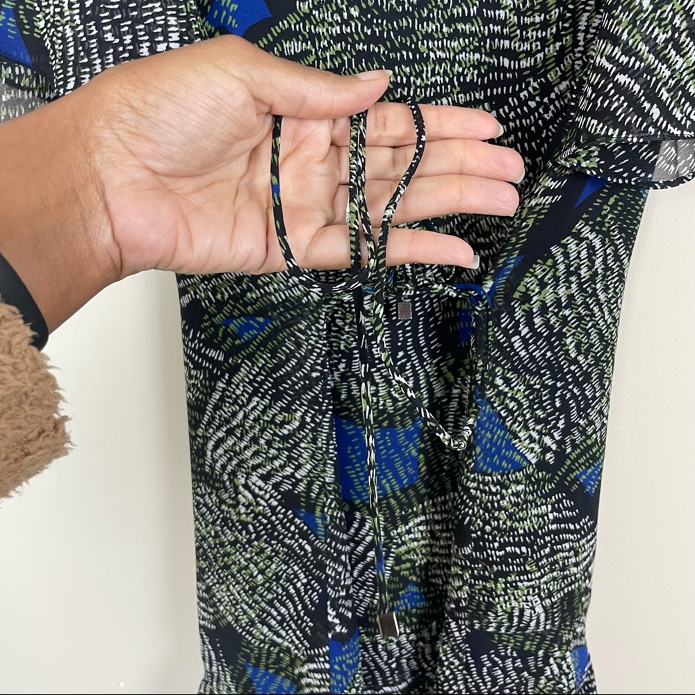 REISS Sophie Chiffon Mini Dress Green Jungle Print Green  Size 0 - Picture 7 of 12